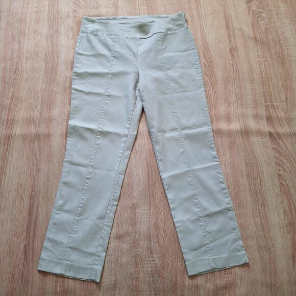 Women's Chapter One Beige Pullon Stretch Cropped Tapered Pants Size 10 Cropped - Picture 2 of 9